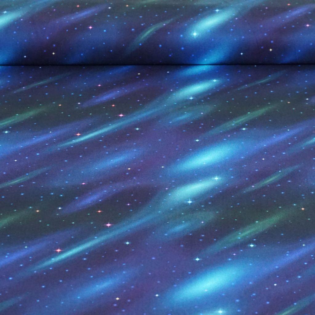 Preview: Baumwollstoff Motivdruck Weltall Galaxy blau